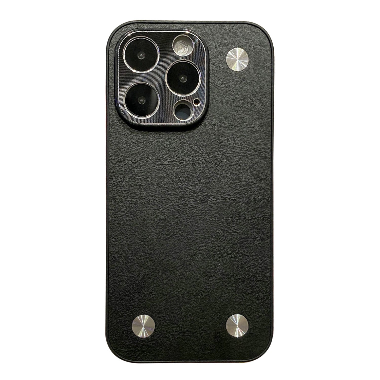 For iPhone 13 Pro Max 6.7 inch Hardware Decor Drop Proof PU Leather Coated TPU Back Case Electroplating Phone Cover For iPhone 13 Pro Max 6.7 inch Hardware Decor Drop Proof PU Leather Coated TPU Back Case Electroplating Phone Cover